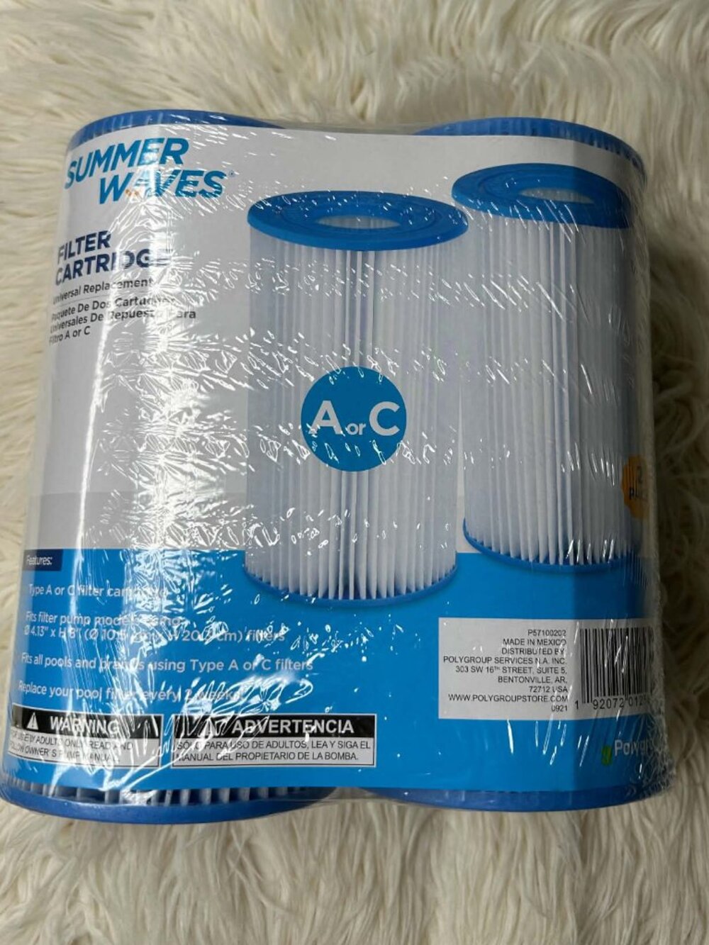 Summer Waves Type A or C Pool Filter Cartridge 2-Pack Universal Replacement